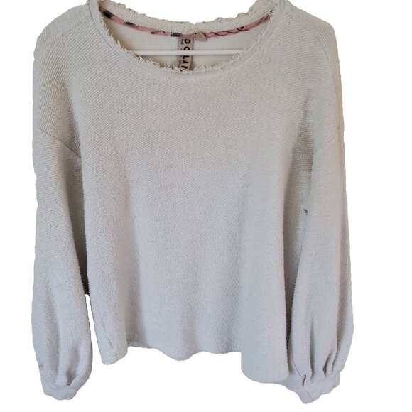 Anthropologie Dolan Left Coast Terry Top Size M Raw Edge Textured Boho Coastal - Picture 1 of 16